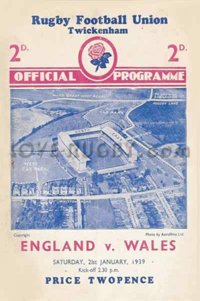 1939 England v Wales  Rugby Programme