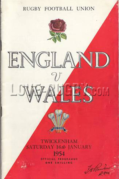 1954 England v Wales  Rugby Programme