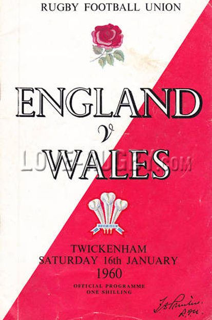 1960 England v Wales  Rugby Programme