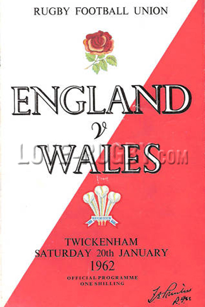 1962 England v Wales  Rugby Programme