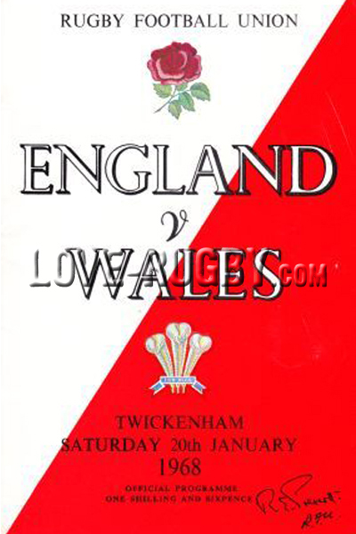1968 England v Wales  Rugby Programme