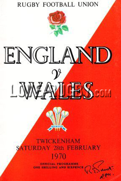 1970 England v Wales  Rugby Programme