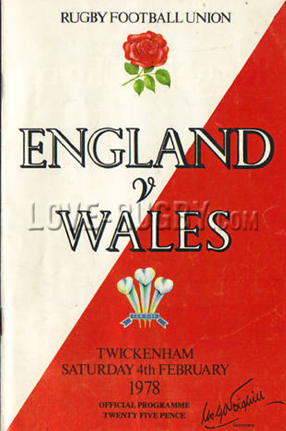 1978 England v Wales  Rugby Programme