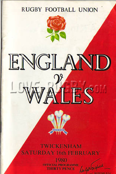 1980 England v Wales  Rugby Programme