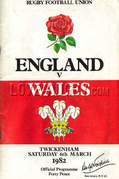1982 England v Wales  Rugby Programme