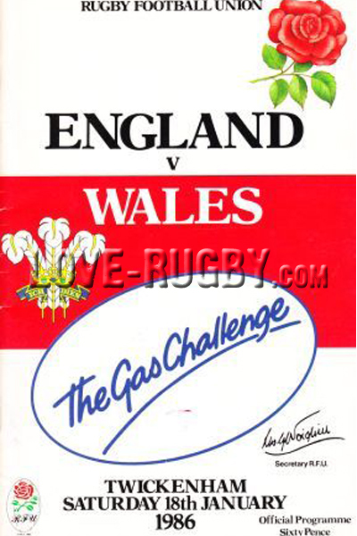 1986 England v Wales  Rugby Programme