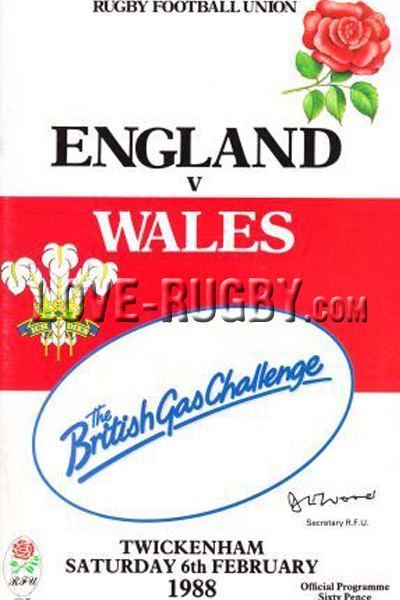 1988 England v Wales  Rugby Programme
