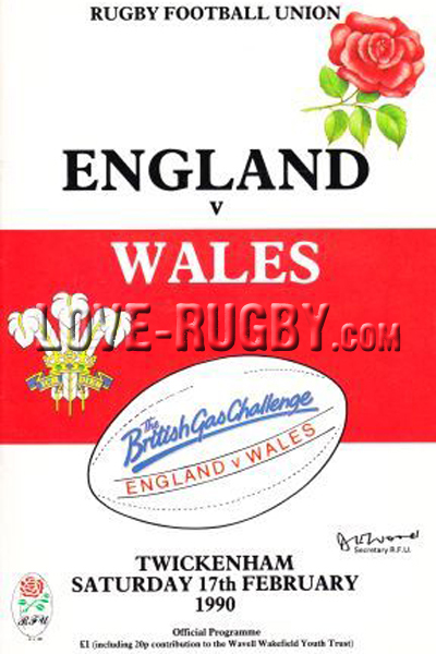 1990 England v Wales  Rugby Programme