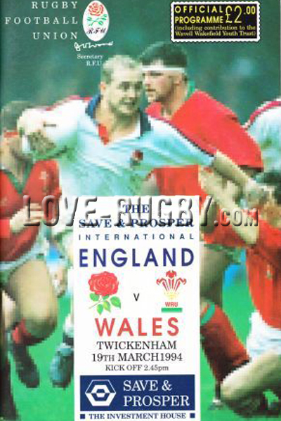 1994 England v Wales  Rugby Programme