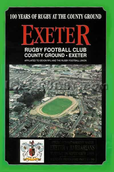 1993 Exeter v Barbarians  Rugby Programme