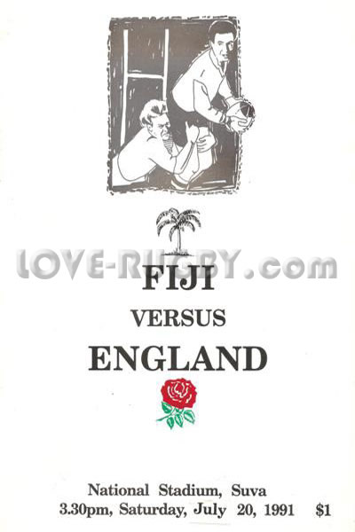 1991 Fiji v England  Rugby Programme