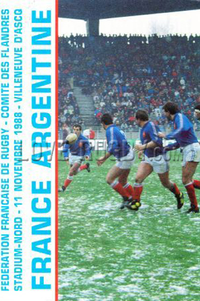 1988 France v Argentina  Rugby Programme