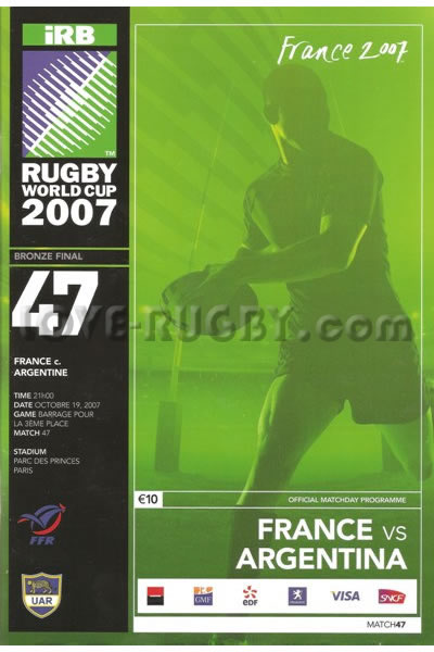 2007 France v Argentina  Rugby Programme