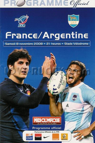 2008 France v Argentina  Rugby Programme