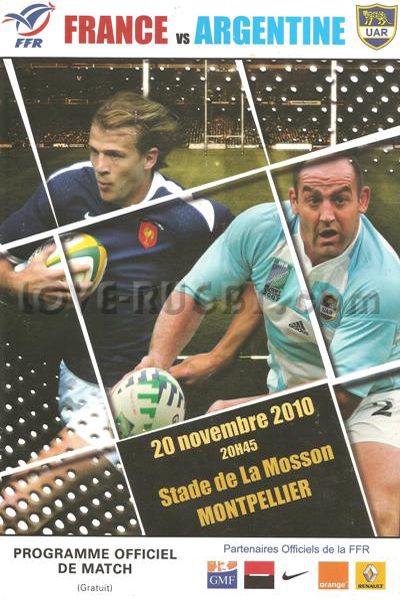 2010 France v Argentina  Rugby Programme