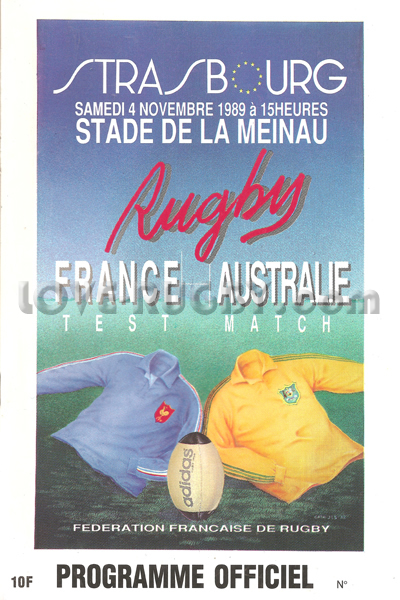 1989 France v Australia  Rugby Programme