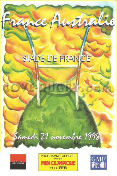 1998 France v Australia  Rugby Programme