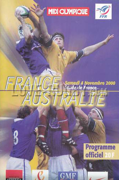2000 France v Australia  Rugby Programme