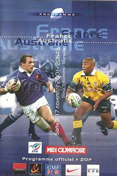 2001 France v Australia  Rugby Programme