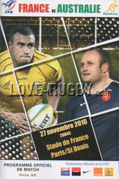 2010 France v Australia  Rugby Programme