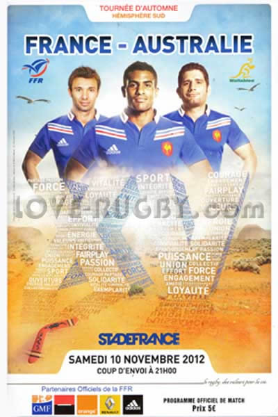 2012 France v Australia  Rugby Programme