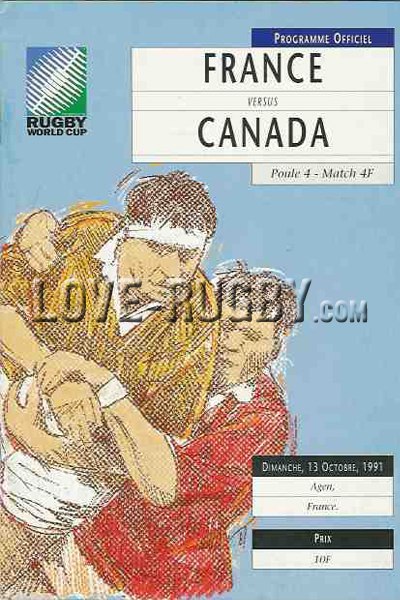 1991 France v Canada  Rugby Programme