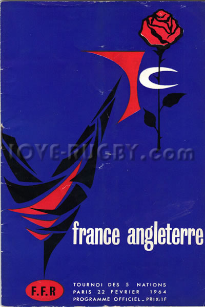 1964 France v England  Rugby Programme