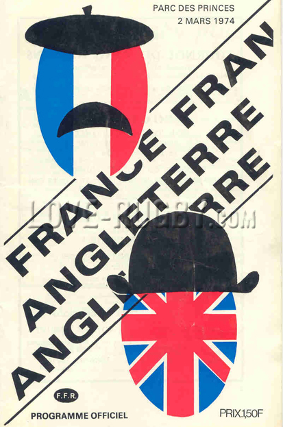 1974 France v England  Rugby Programme