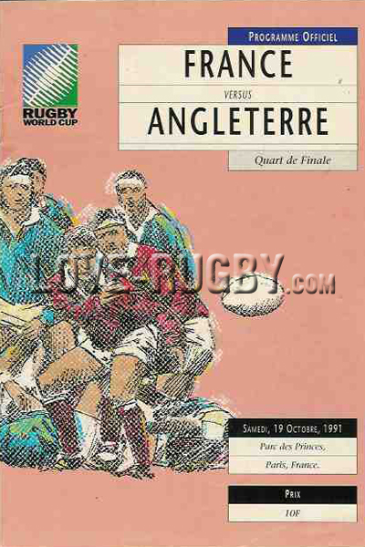 1991 France v England  Rugby Programme