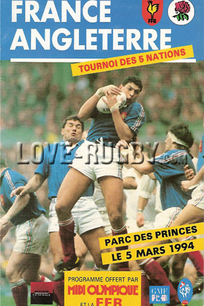 1994 France v England  Rugby Programme