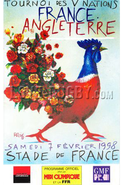 1998 France v England  Rugby Programme