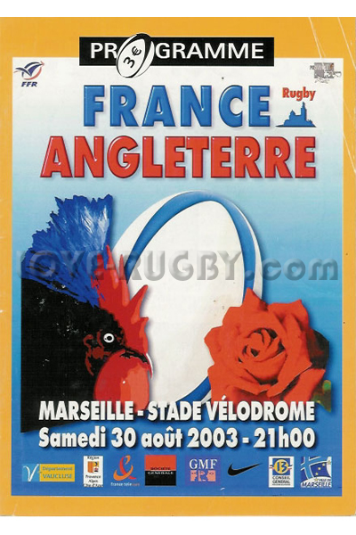 2003 France v England  Rugby Programme