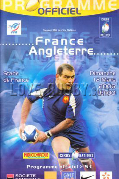 2006 France v England  Rugby Programme