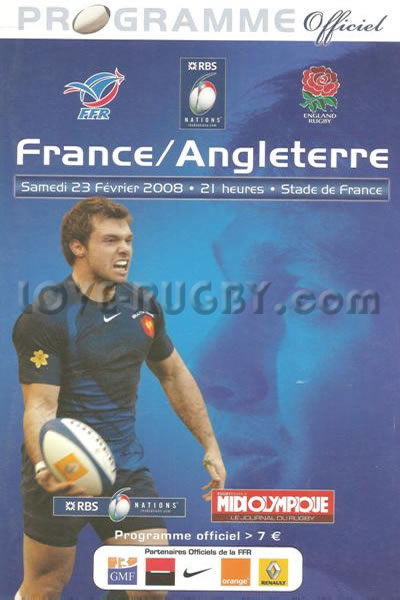2008 France v England  Rugby Programme