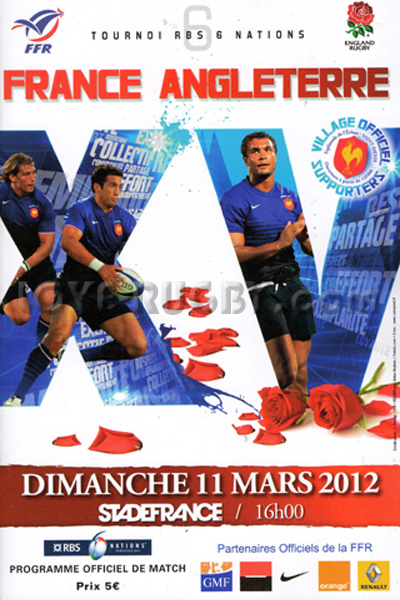 2012 France v England  Rugby Programme