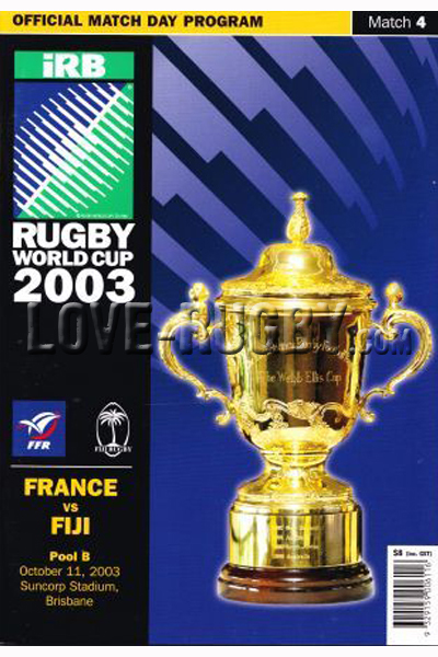 2003 France v Fiji  Rugby Programme