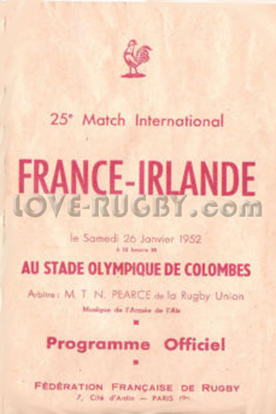 France Ireland 1952 memorabilia