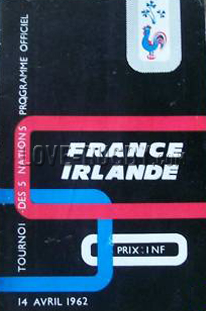 1962 France v Ireland  Rugby Programme