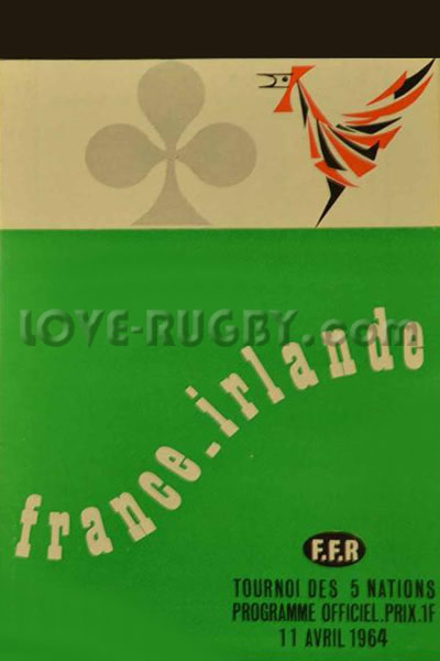 1964 France v Ireland  Rugby Programme
