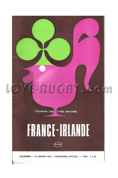 1970 France v Ireland  Rugby Programme