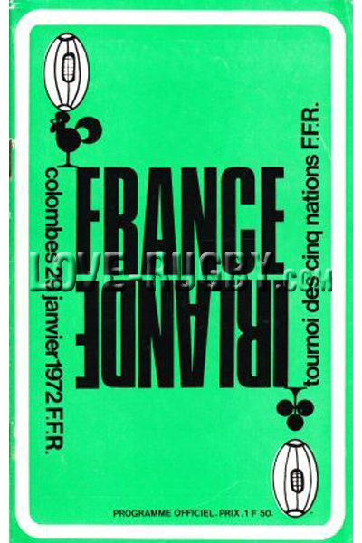 1972 France v Ireland  Rugby Programme