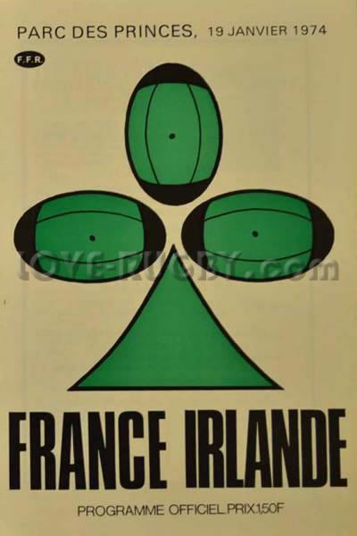1974 France v Ireland  Rugby Programme