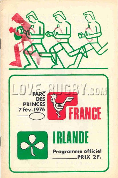 1976 France v Ireland  Rugby Programme