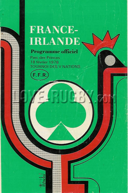 1978 France v Ireland  Rugby Programme