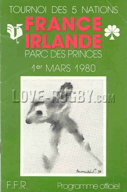 1980 France v Ireland  Rugby Programme