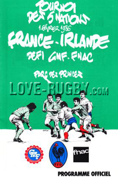 1986 France v Ireland  Rugby Programme