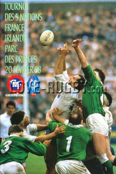1988 France v Ireland  Rugby Programme