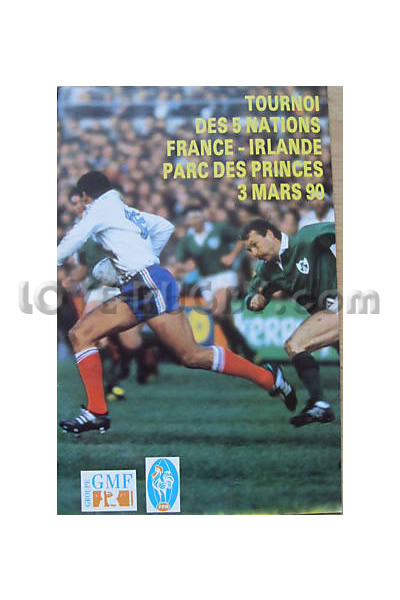 1990 France v Ireland  Rugby Programme