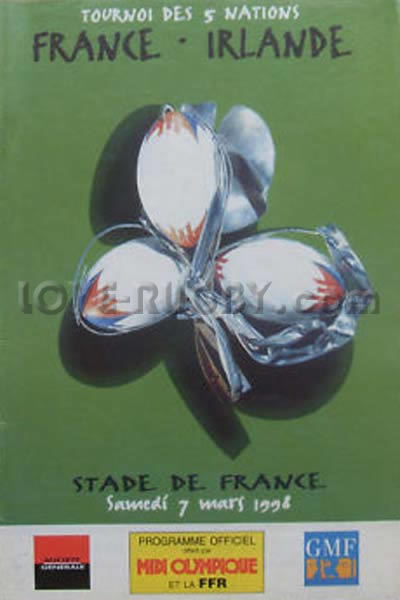 1998 France v Ireland  Rugby Programme