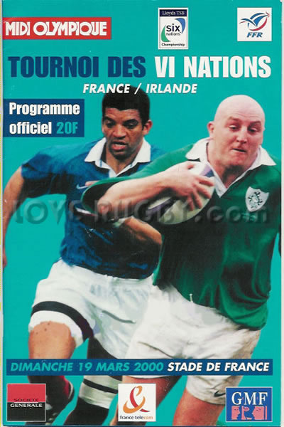 2000 France v Ireland  Rugby Programme